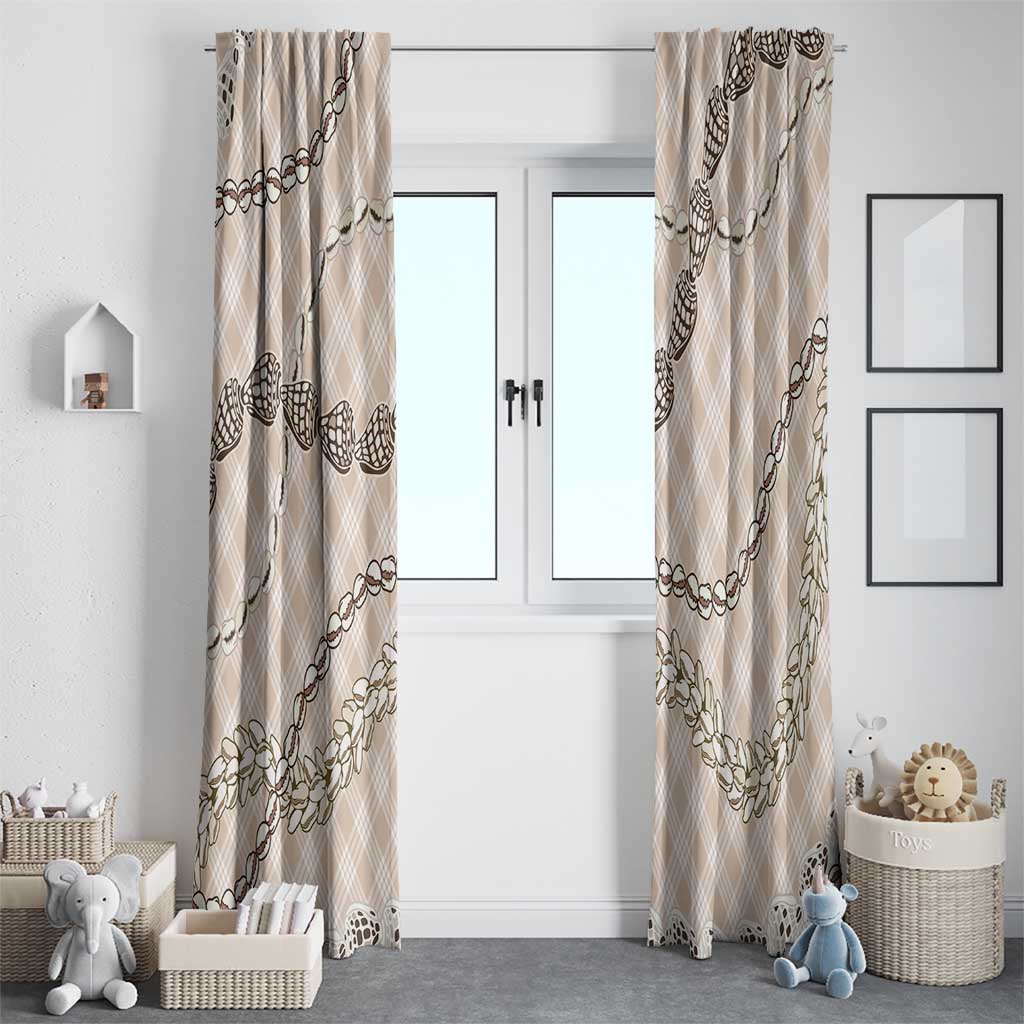 Beige Aloha Hawaii Shell Lei Window Curtain Palaka Hebrew Cone Honey Cowrie Elegant Curves - Polynesian Pride