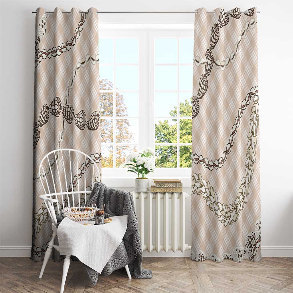 Beige Aloha Hawaii Shell Lei Window Curtain Palaka Hebrew Cone Honey Cowrie Elegant Curves - Polynesian Pride