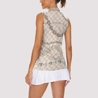 Beige Aloha Hawaii Shell Lei Women Sleeveless Polo Shirt Palaka Hebrew Cone Honey Cowrie Elegant Curves LT14 - Polynesian Pride
