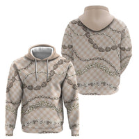 Beige Aloha Hawaii Shell Lei Zip Hoodie Palaka Hebrew Cone Honey Cowrie Elegant Curves - Polynesian Pride