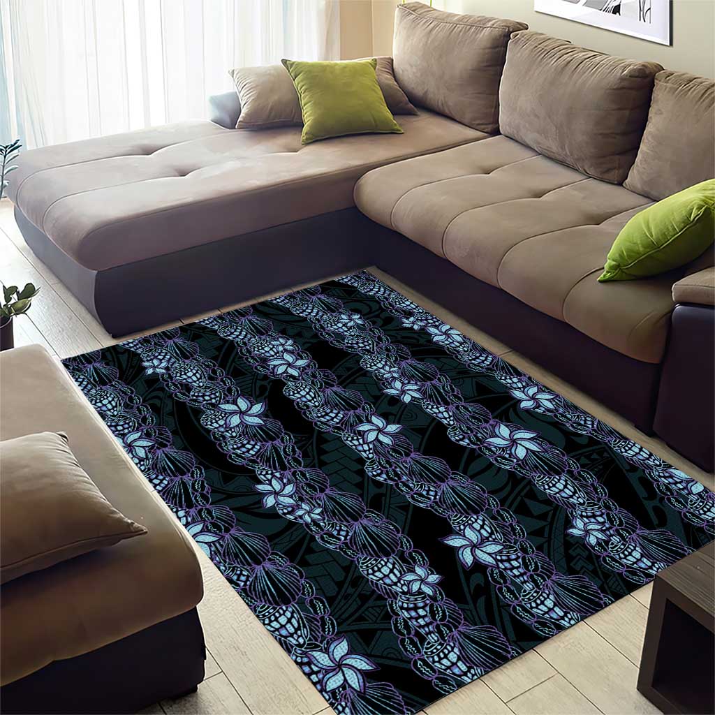 Purple Paradise Hawaii Shell Lei Area Rug Hawaiian Sunrise Shell Hebrew Cone Plumeria - Polynesian Pride