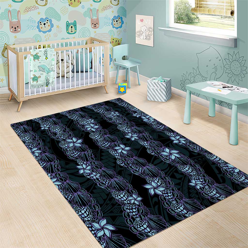 Purple Paradise Hawaii Shell Lei Area Rug Hawaiian Sunrise Shell Hebrew Cone Plumeria - Polynesian Pride