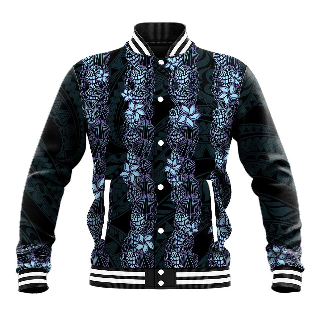 Purple Paradise Hawaii Shell Lei Baseball Jacket Hawaiian Sunrise Shell Hebrew Cone Plumeria - Polynesian Pride