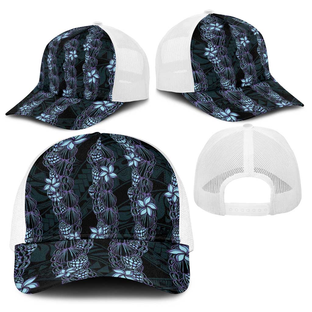 Purple Paradise Hawaii Shell Lei Baseball Net Cap Hawaiian Sunrise Shell Hebrew Cone Plumeria - Polynesian Pride