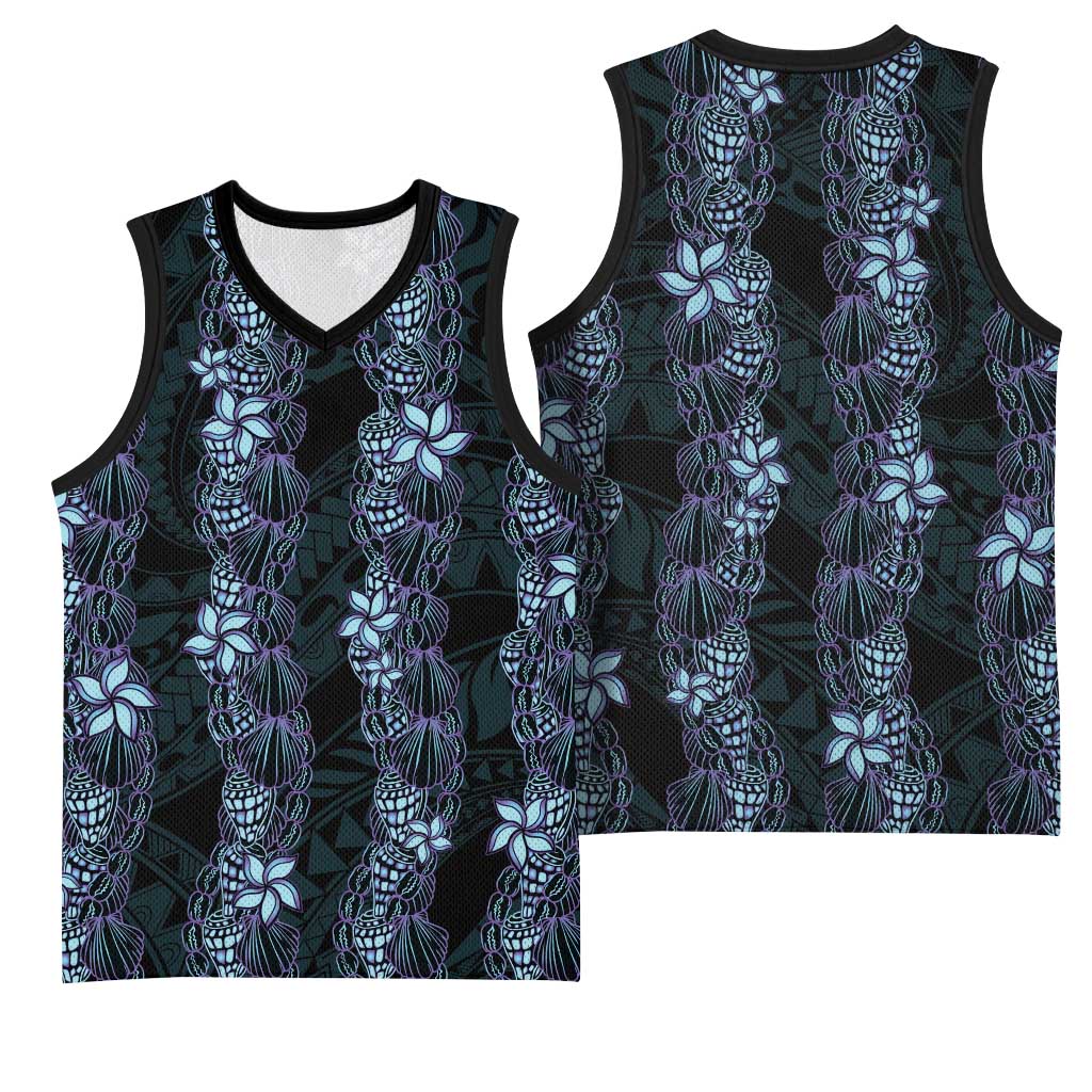 Purple Paradise Hawaii Shell Lei Basketball Jersey Hawaiian Sunrise Shell Hebrew Cone Plumeria - Polynesian Pride
