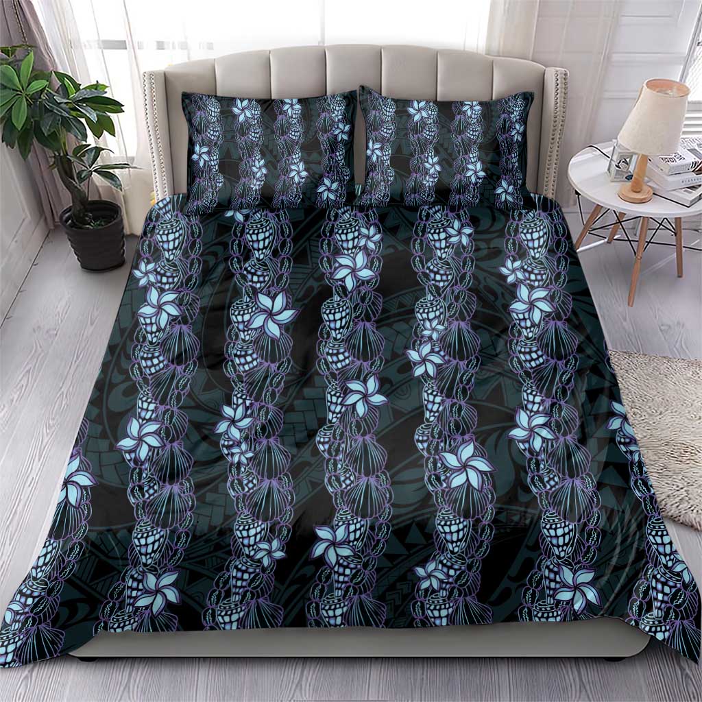 Purple Paradise Hawaii Shell Lei Bedding Set Hawaiian Sunrise Shell Hebrew Cone Plumeria - Polynesian Pride
