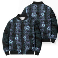 Purple Paradise Hawaii Shell Lei Bomber Puffer Jacket Hawaiian Sunrise Shell Hebrew Cone Plumeria - Polynesian Pride