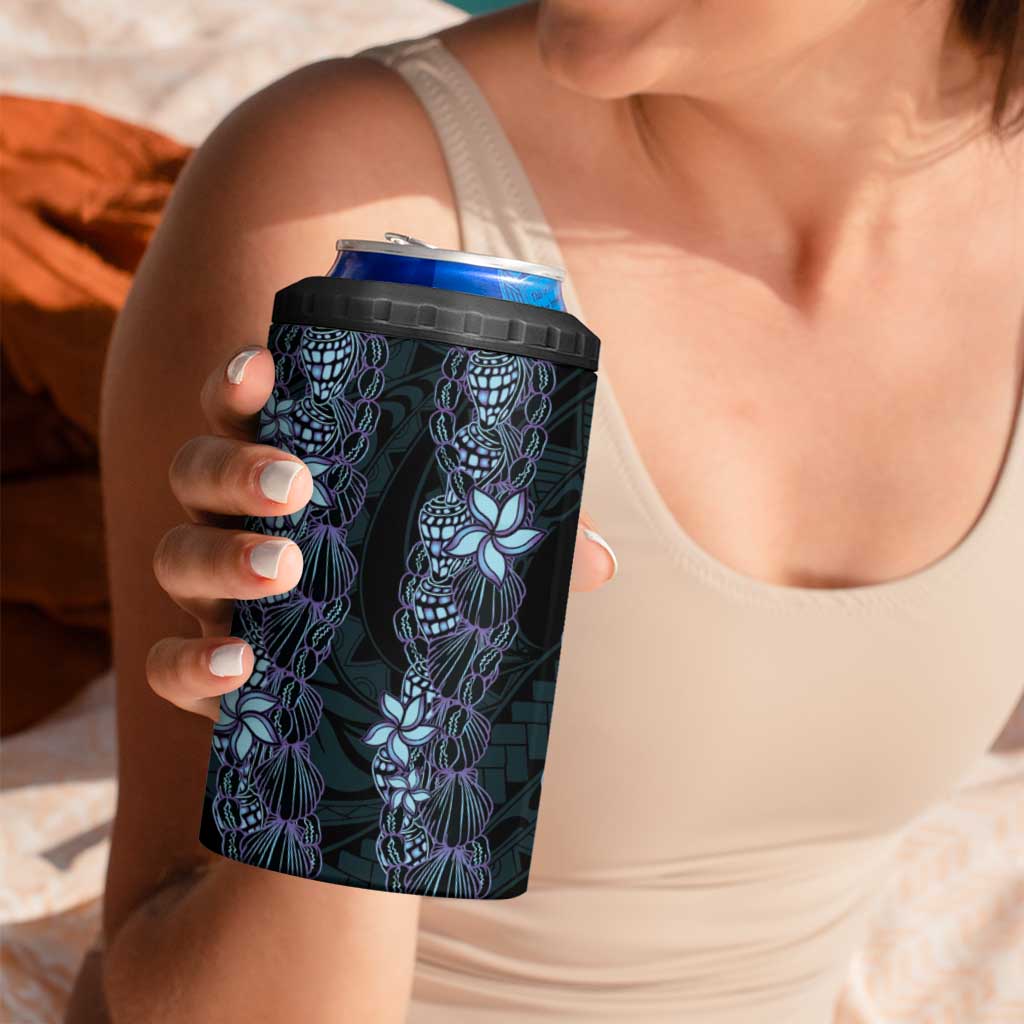 Purple Paradise Hawaii Shell Lei 4 in 1 Can Cooler Tumbler Hawaiian Sunrise Shell Hebrew Cone Plumeria - Polynesian Pride
