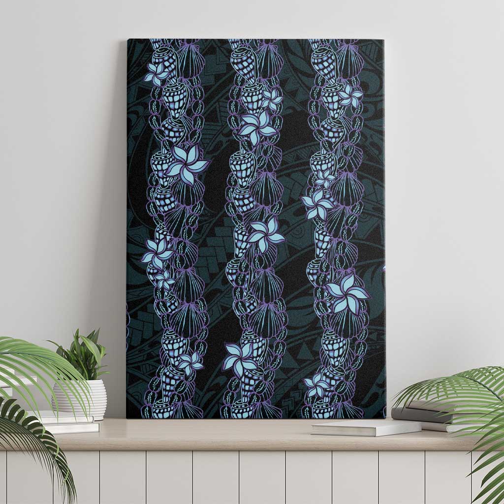 Purple Paradise Hawaii Shell Lei Canvas Wall Art Hawaiian Sunrise Shell Hebrew Cone Plumeria - Polynesian Pride