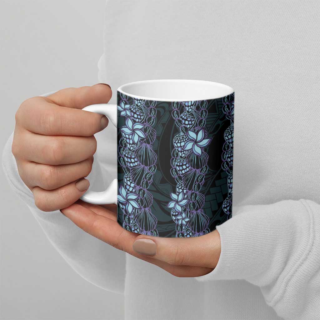 Purple Paradise Hawaii Shell Lei Ceramic Mug Hawaiian Sunrise Shell Hebrew Cone Plumeria - Polynesian Pride