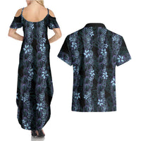 Purple Paradise Hawaii Shell Lei Couples Matching Summer Maxi Dress and Hawaiian Shirt Hawaiian Sunrise Shell Hebrew Cone Plumeria LT14 - Polynesian Pride