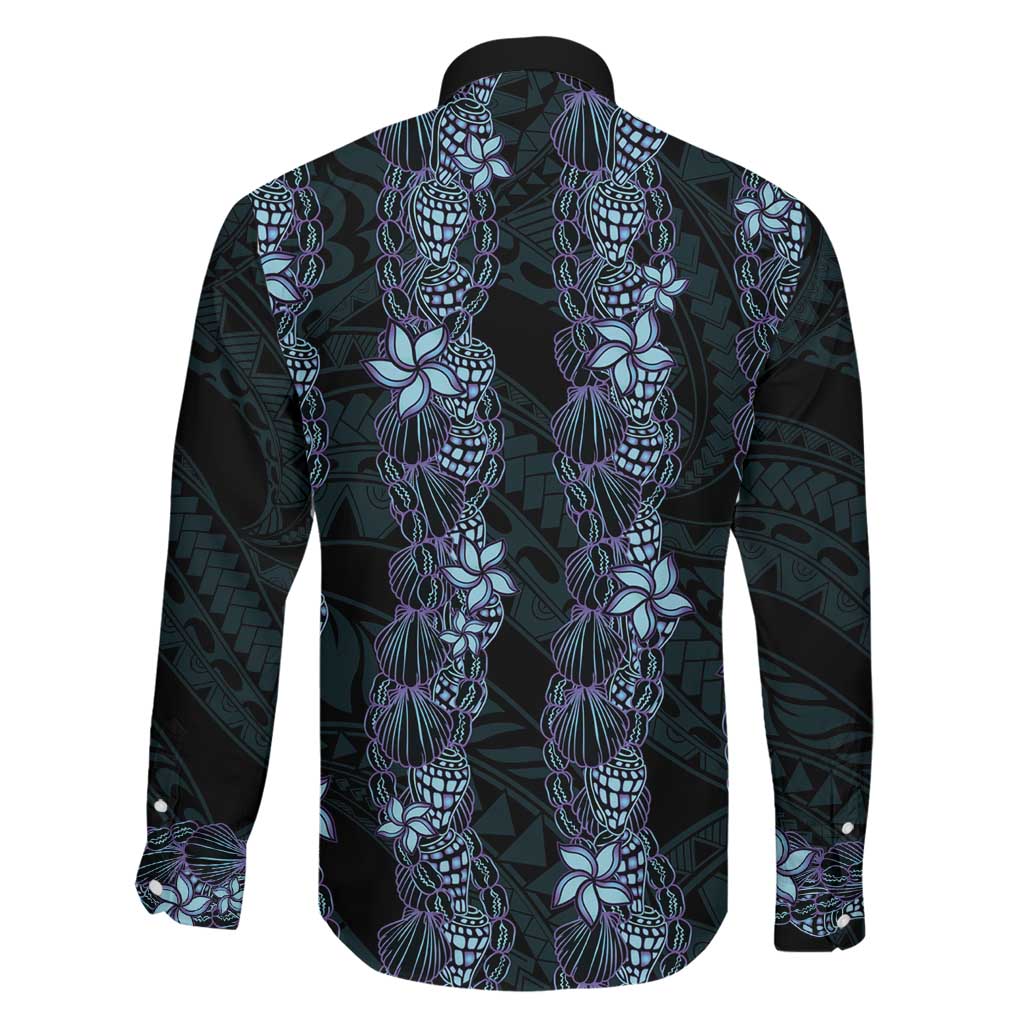 Purple Paradise Hawaii Shell Lei Family Matching Long Sleeve Bodycon Dress and Hawaiian Shirt Hawaiian Sunrise Shell Hebrew Cone Plumeria LT14 - Polynesian Pride