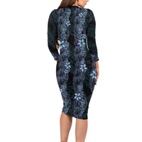 Purple Paradise Hawaii Shell Lei Family Matching Long Sleeve Bodycon Dress and Hawaiian Shirt Hawaiian Sunrise Shell Hebrew Cone Plumeria LT14 - Polynesian Pride