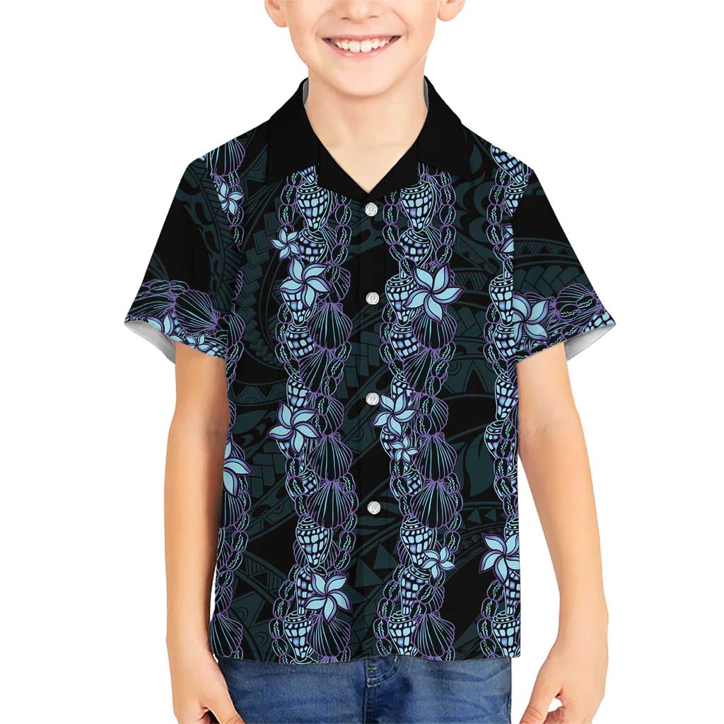 Purple Paradise Hawaii Shell Lei Family Matching Mermaid Dress and Hawaiian Shirt Hawaiian Sunrise Shell Hebrew Cone Plumeria LT14 Son's Shirt Purple - Polynesian Pride