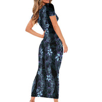 Purple Paradise Hawaii Shell Lei Family Matching Short Sleeve Bodycon Dress and Hawaiian Shirt Hawaiian Sunrise Shell Hebrew Cone Plumeria LT14 - Polynesian Pride