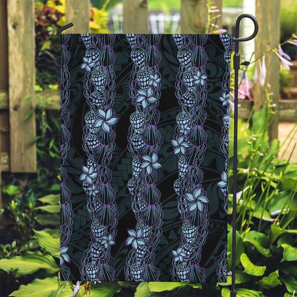 Purple Paradise Hawaii Shell Lei Garden Flag Hawaiian Sunrise Shell Hebrew Cone Plumeria - Polynesian Pride