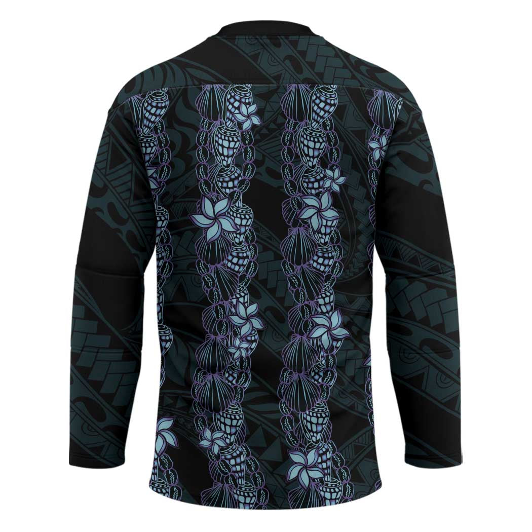 Purple Paradise Hawaii Shell Lei Hockey Jersey Hawaiian Sunrise Shell Hebrew Cone Plumeria - Polynesian Pride