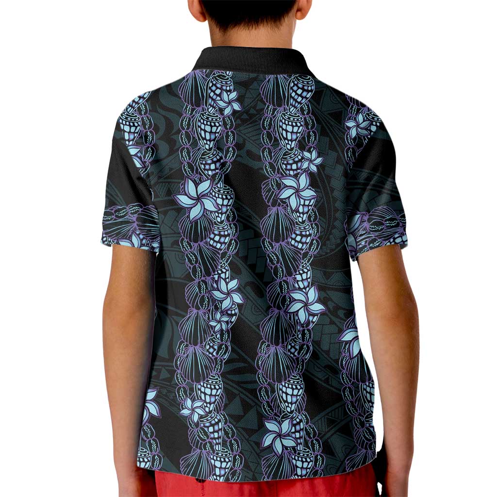 Purple Paradise Hawaii Shell Lei Kid Polo Shirt Hawaiian Sunrise Shell Hebrew Cone Plumeria - Polynesian Pride