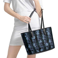 Purple Paradise Hawaii Shell Lei Leather Tote Bag Hawaiian Sunrise Shell Hebrew Cone Plumeria - Polynesian Pride