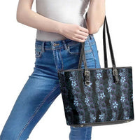 Purple Paradise Hawaii Shell Lei Leather Tote Bag Hawaiian Sunrise Shell Hebrew Cone Plumeria - Polynesian Pride