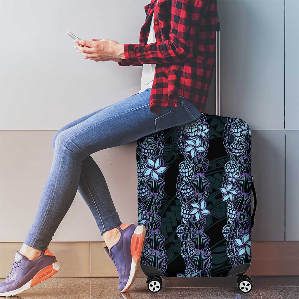 Purple Paradise Hawaii Shell Lei Luggage Cover Hawaiian Sunrise Shell Hebrew Cone Plumeria - Polynesian Pride