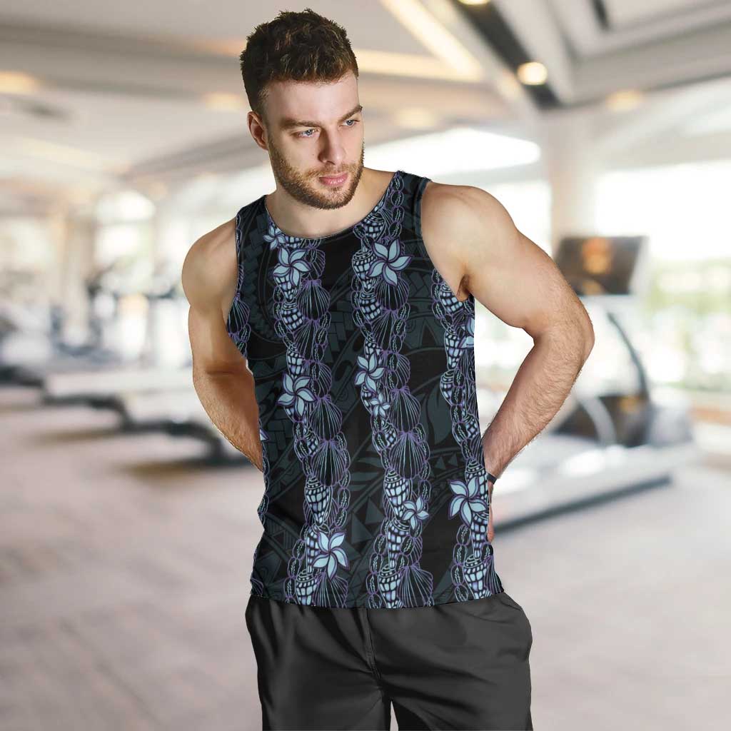 Purple Paradise Hawaii Shell Lei Men Tank Top Hawaiian Sunrise Shell Hebrew Cone Plumeria - Polynesian Pride