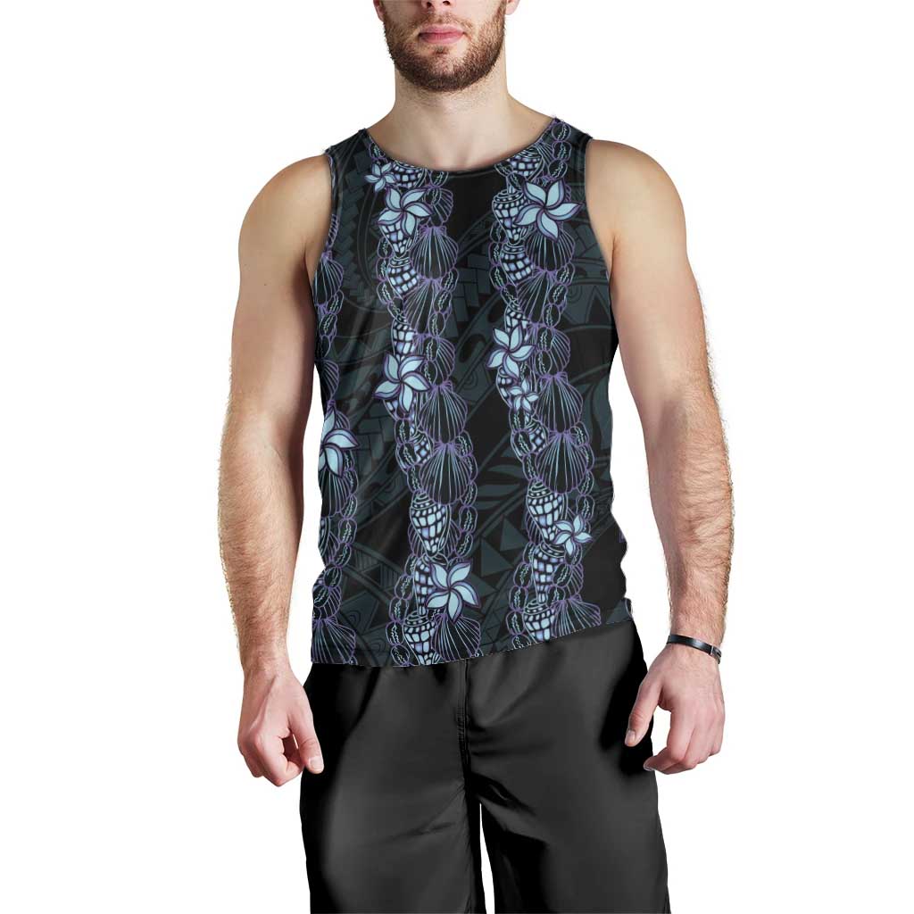 Purple Paradise Hawaii Shell Lei Men Tank Top Hawaiian Sunrise Shell Hebrew Cone Plumeria - Polynesian Pride