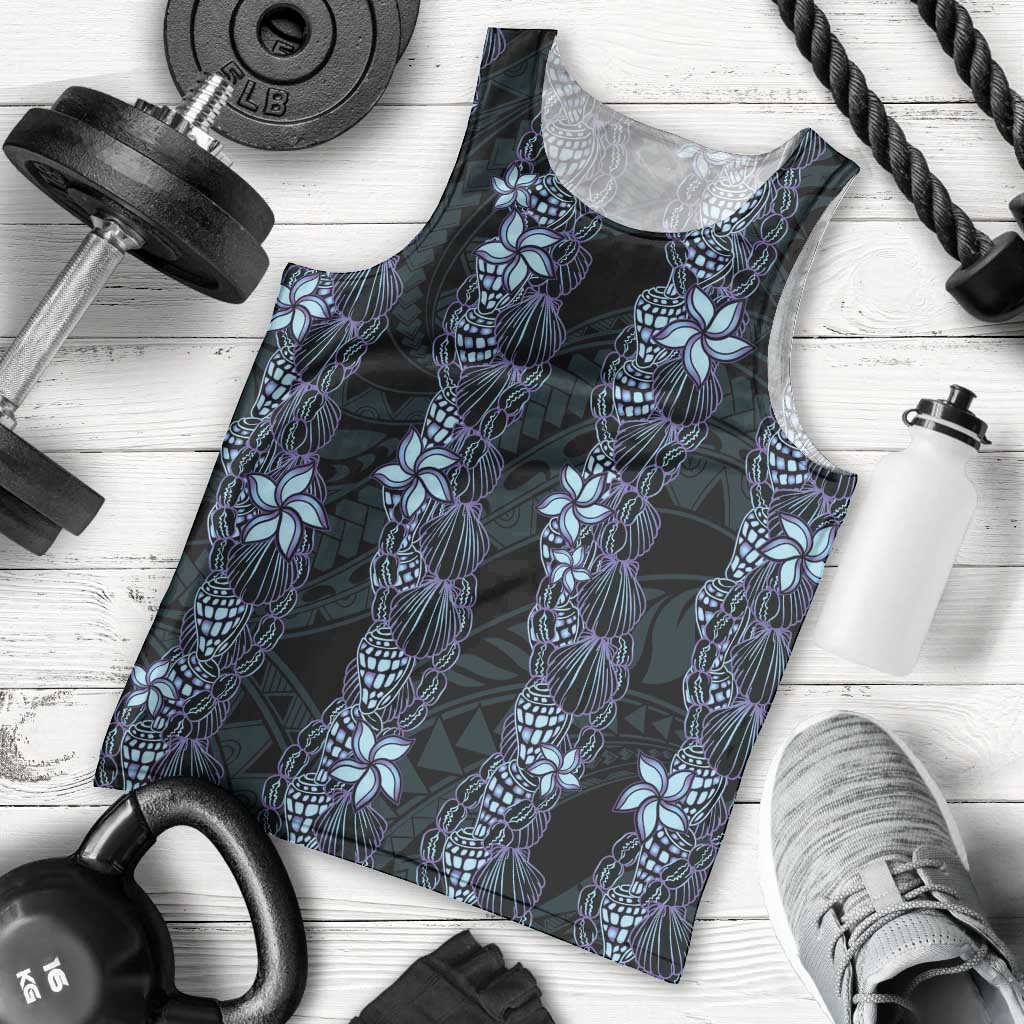 Purple Paradise Hawaii Shell Lei Men Tank Top Hawaiian Sunrise Shell Hebrew Cone Plumeria - Polynesian Pride