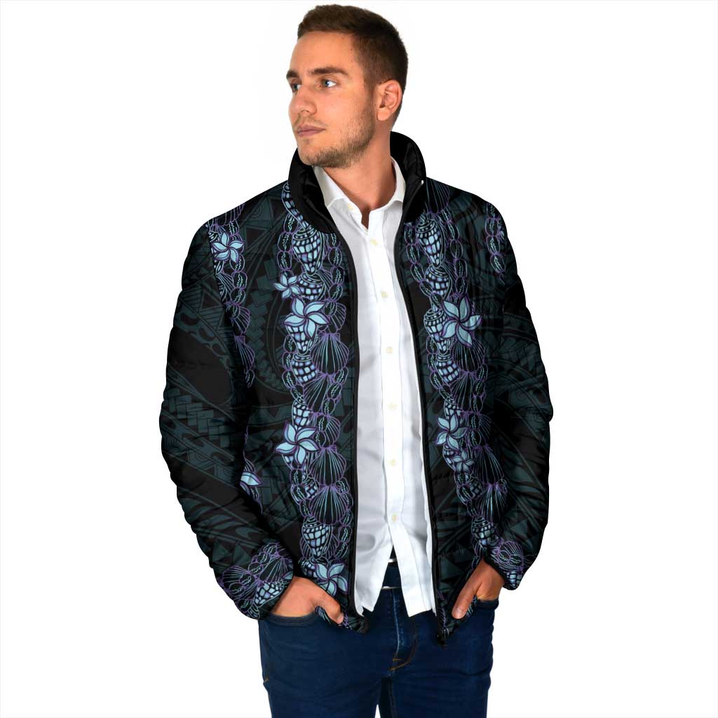 Purple Paradise Hawaii Shell Lei Padded Jacket Hawaiian Sunrise Shell Hebrew Cone Plumeria - Polynesian Pride
