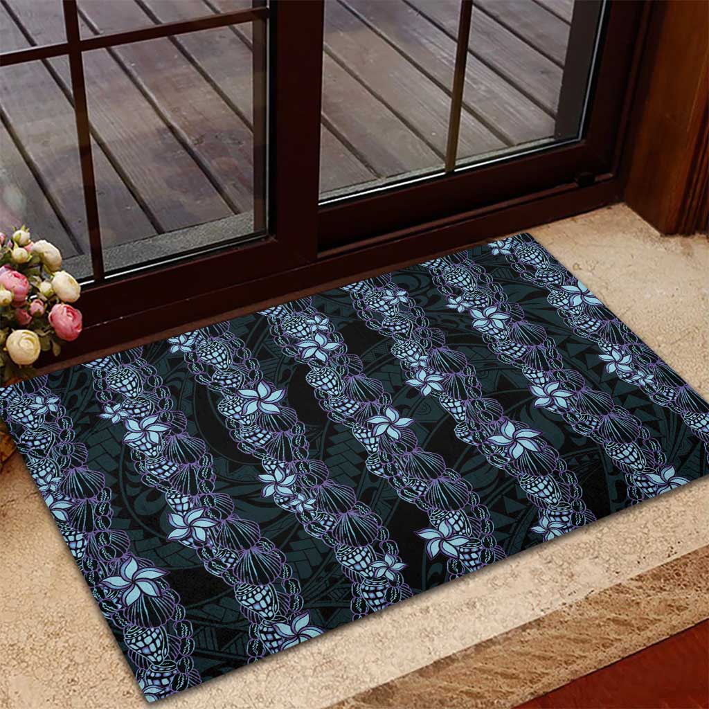 Purple Paradise Hawaii Shell Lei Rubber Doormat Hawaiian Sunrise Shell Hebrew Cone Plumeria - Polynesian Pride