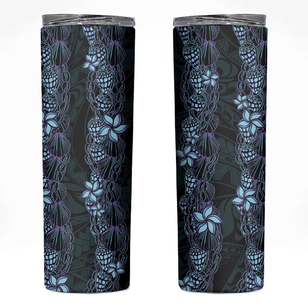 Purple Paradise Hawaii Shell Lei Skinny Tumbler Hawaiian Sunrise Shell Hebrew Cone Plumeria LT14 Purple - Polynesian Pride