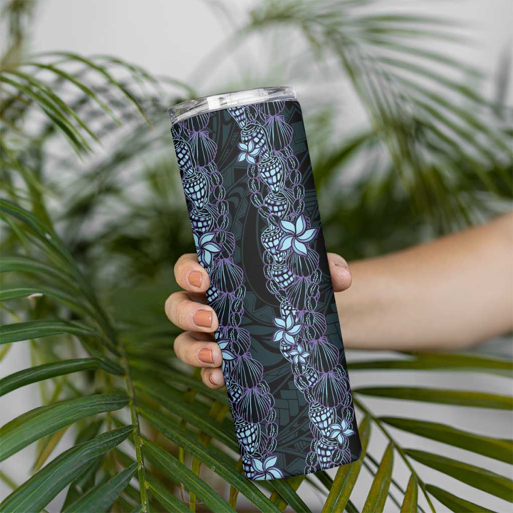 Purple Paradise Hawaii Shell Lei Skinny Tumbler Hawaiian Sunrise Shell Hebrew Cone Plumeria LT14 - Polynesian Pride