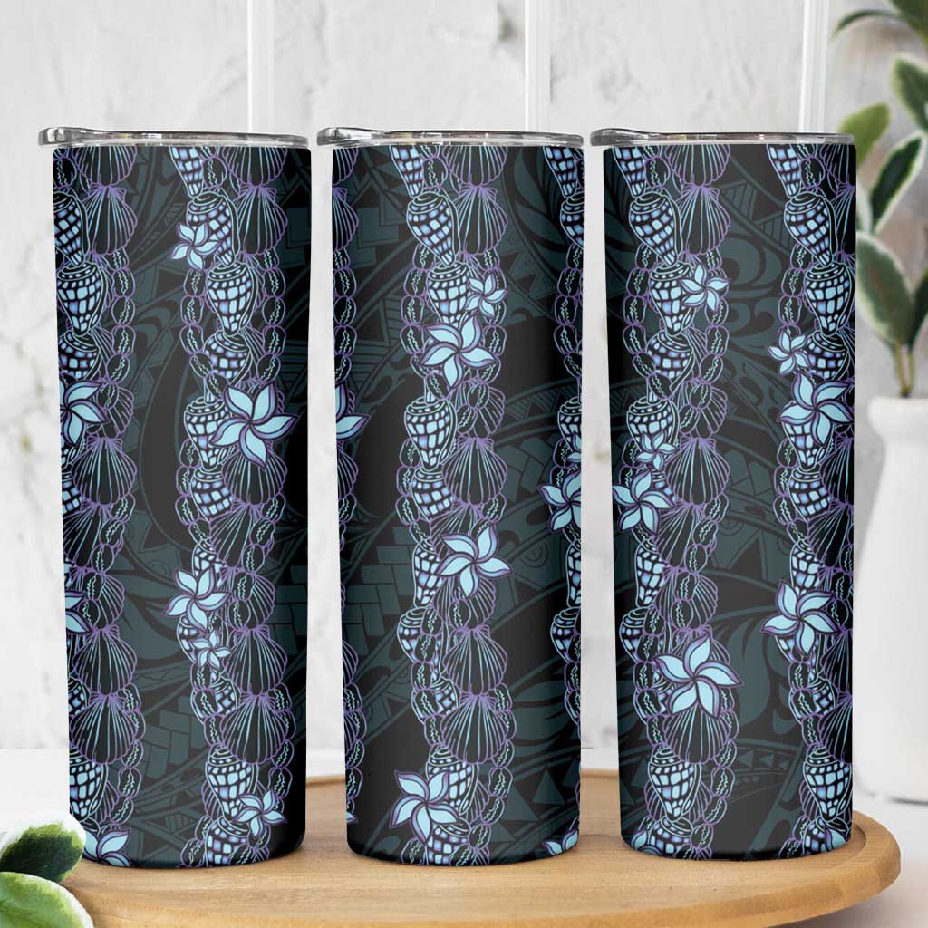 Purple Paradise Hawaii Shell Lei Skinny Tumbler Hawaiian Sunrise Shell Hebrew Cone Plumeria LT14 - Polynesian Pride