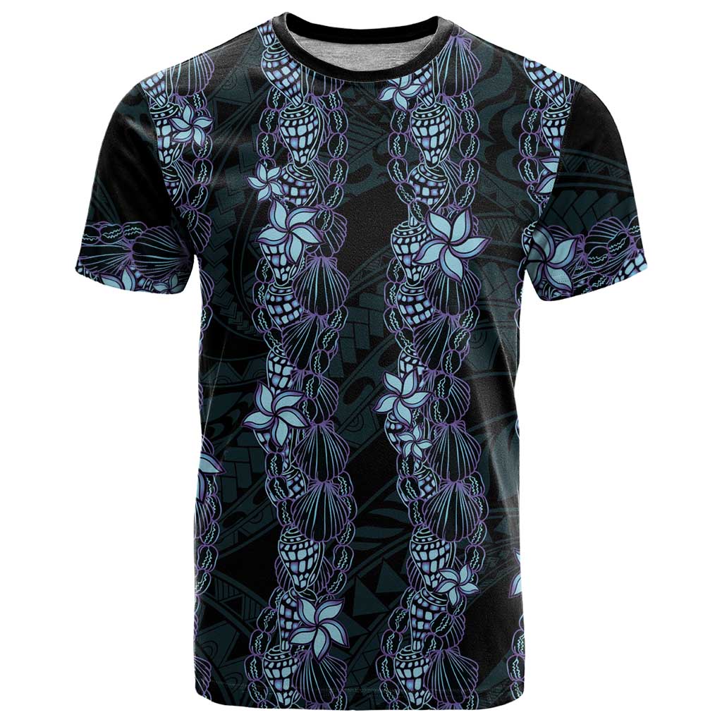 Purple Paradise Hawaii Shell Lei T Shirt Hawaiian Sunrise Shell Hebrew Cone Plumeria LT14 Purple - Polynesian Pride