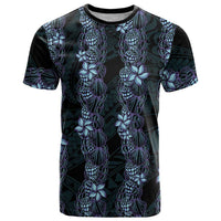 Purple Paradise Hawaii Shell Lei T Shirt Hawaiian Sunrise Shell Hebrew Cone Plumeria LT14 Purple - Polynesian Pride