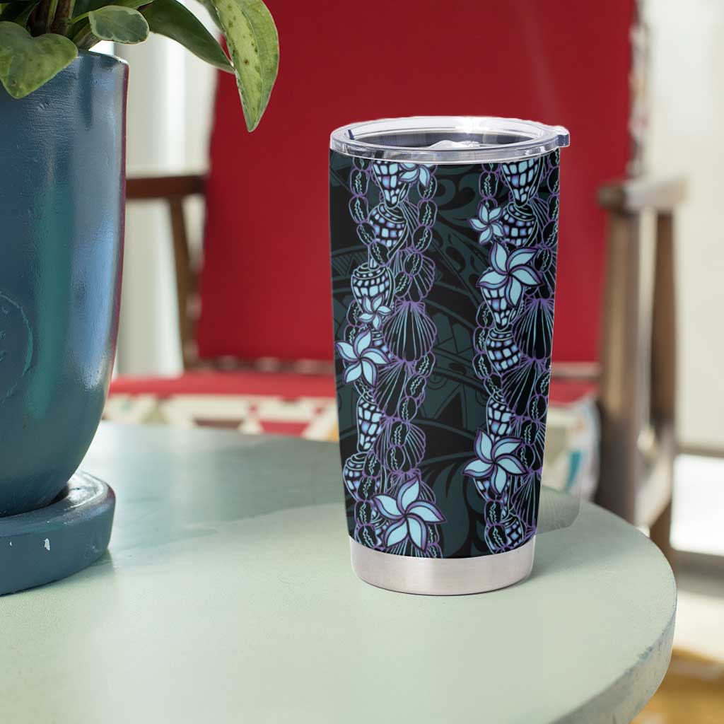 Purple Paradise Hawaii Shell Lei Tumbler Cup Hawaiian Sunrise Shell Hebrew Cone Plumeria - Polynesian Pride
