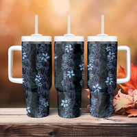 Purple Paradise Hawaii Shell Lei Tumbler With Handle Hawaiian Sunrise Shell Hebrew Cone Plumeria - Polynesian Pride