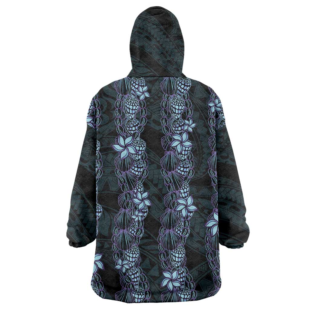 Purple Paradise Hawaii Shell Lei Wearable Blanket Hoodie Hawaiian Sunrise Shell Hebrew Cone Plumeria - Polynesian Pride