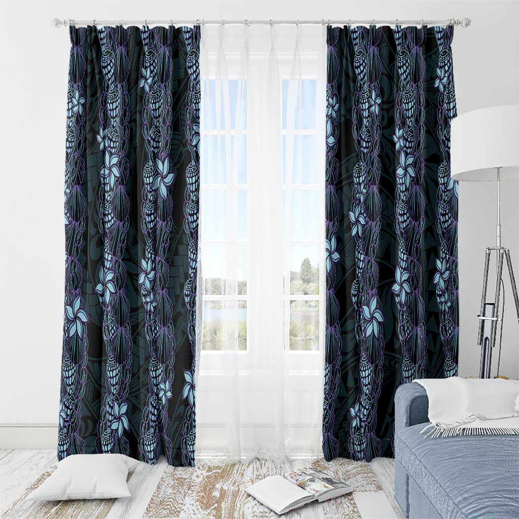 Purple Paradise Hawaii Shell Lei Window Curtain Hawaiian Sunrise Shell Hebrew Cone Plumeria - Polynesian Pride