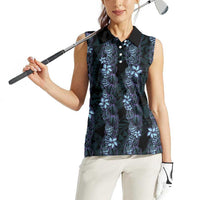 Purple Paradise Hawaii Shell Lei Women Sleeveless Polo Shirt Hawaiian Sunrise Shell Hebrew Cone Plumeria LT14 - Polynesian Pride