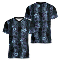 Purple Paradise Hawaii Shell Lei Women V-Neck T-Shirt Hawaiian Sunrise Shell Hebrew Cone Plumeria LT14 - Polynesian Pride