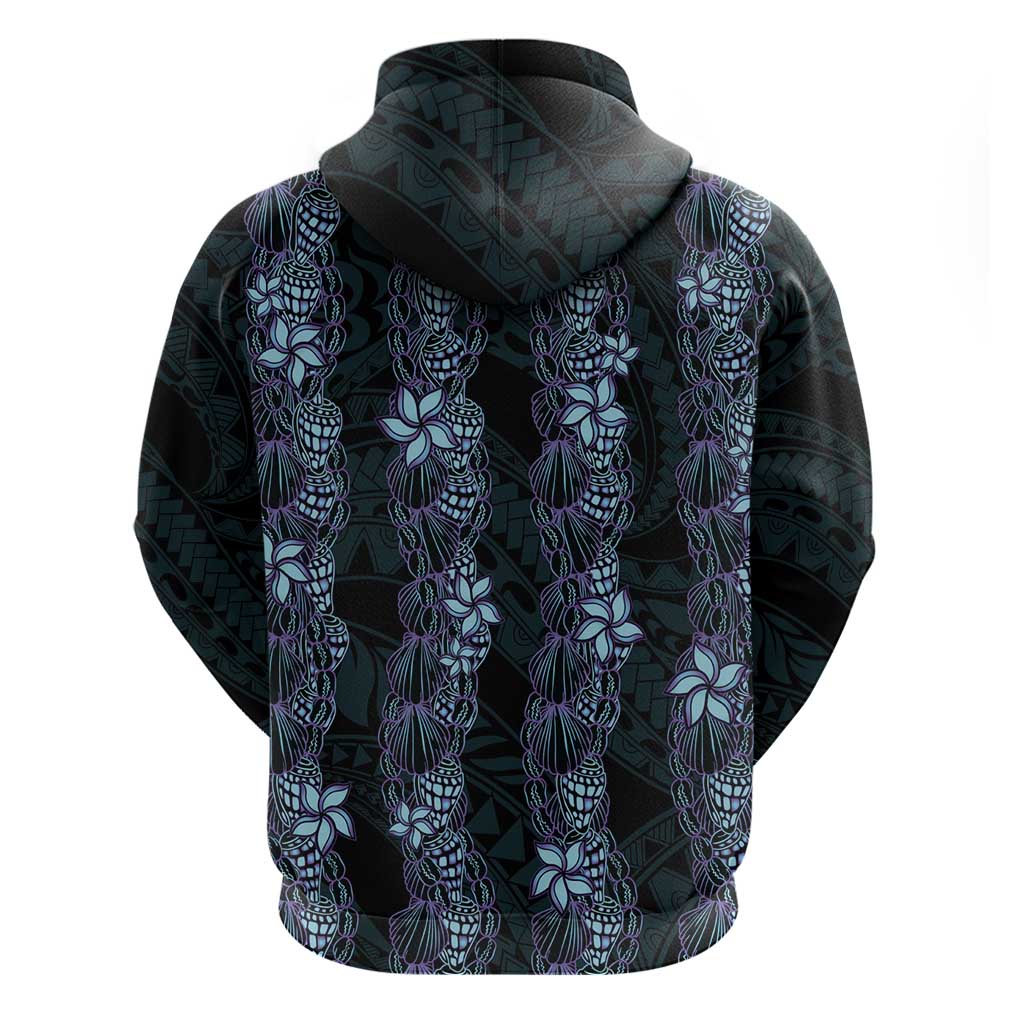 Purple Paradise Hawaii Shell Lei Zip Hoodie Hawaiian Sunrise Shell Hebrew Cone Plumeria - Polynesian Pride