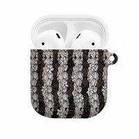 Black and Beige Hawaii Shell Lei AirPods Case Hawaiian Sunrise Shell Hebrew Cone Plumeria - Polynesian Pride