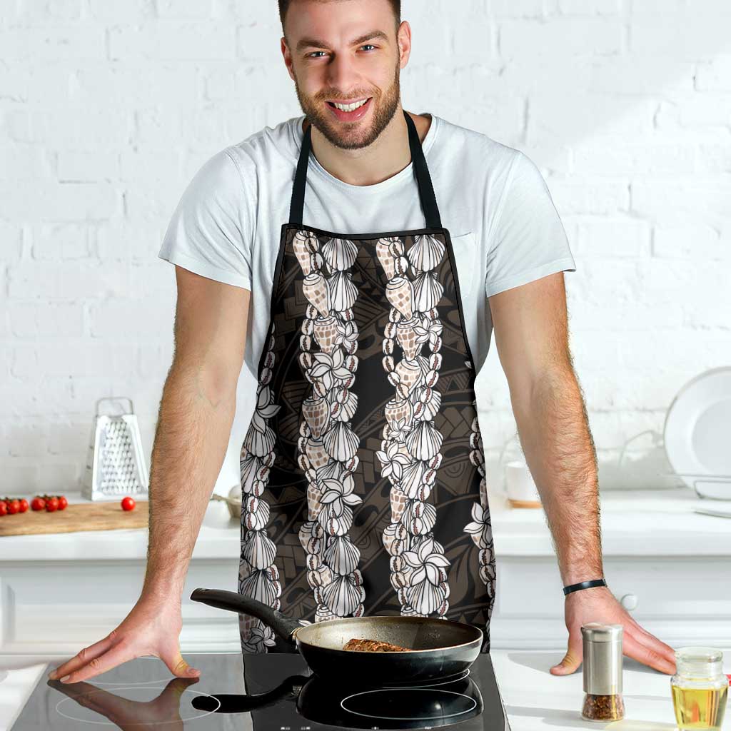 Black and Beige Hawaii Shell Lei Apron Hawaiian Sunrise Shell Hebrew Cone Plumeria - Polynesian Pride