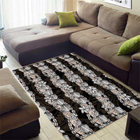 Black and Beige Hawaii Shell Lei Area Rug Hawaiian Sunrise Shell Hebrew Cone Plumeria - Polynesian Pride