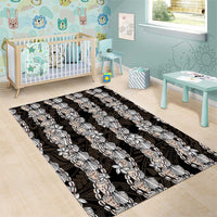 Black and Beige Hawaii Shell Lei Area Rug Hawaiian Sunrise Shell Hebrew Cone Plumeria - Polynesian Pride