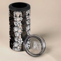 Black and Beige Hawaii Shell Lei 4 in 1 Can Cooler Tumbler Hawaiian Sunrise Shell Hebrew Cone Plumeria - Polynesian Pride