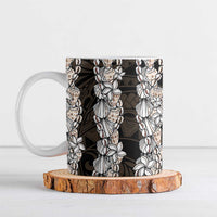Black and Beige Hawaii Shell Lei Ceramic Mug Hawaiian Sunrise Shell Hebrew Cone Plumeria LT14 Black - Polynesian Pride