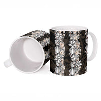 Black and Beige Hawaii Shell Lei Ceramic Mug Hawaiian Sunrise Shell Hebrew Cone Plumeria LT14 - Polynesian Pride