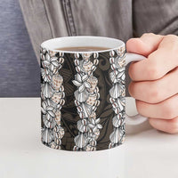 Black and Beige Hawaii Shell Lei Ceramic Mug Hawaiian Sunrise Shell Hebrew Cone Plumeria LT14 - Polynesian Pride